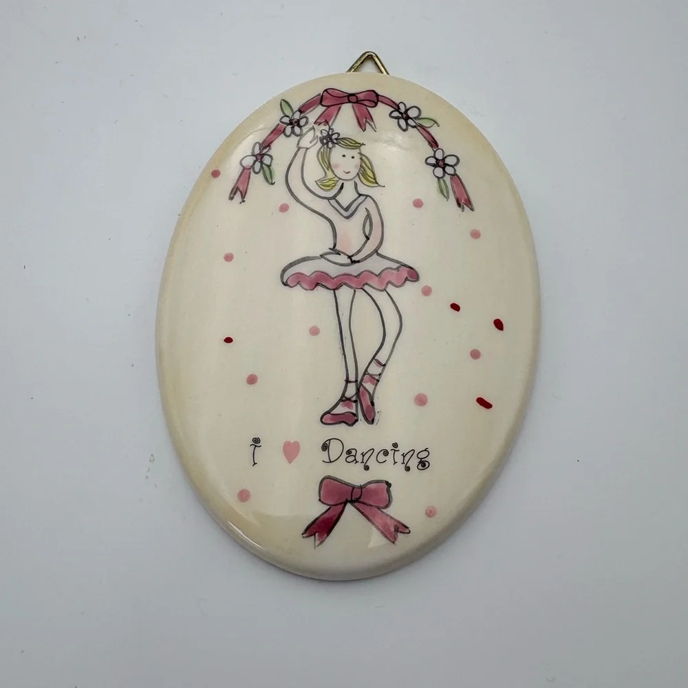 Vintage Ballet Dancer “I 🩷 Dancing” Ceramic Wall Plaque